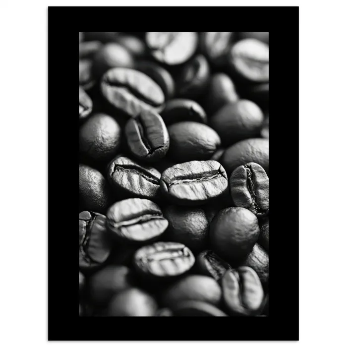 Koffiebonen - Zwart - Vintage poster papier klein -3d