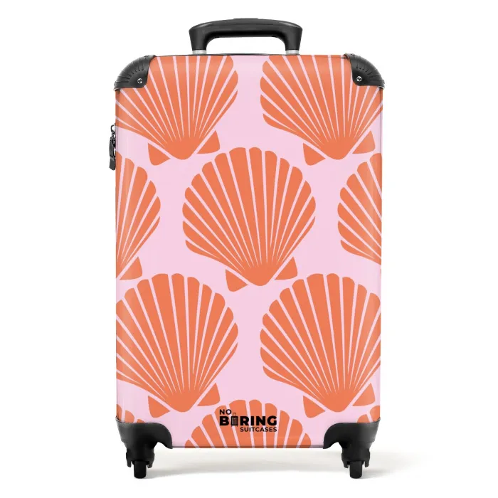Patronen - Schelp patroon in pastelroze NBS - Handbagage koffer - Kinderen Unisex middel -productfoto_recht