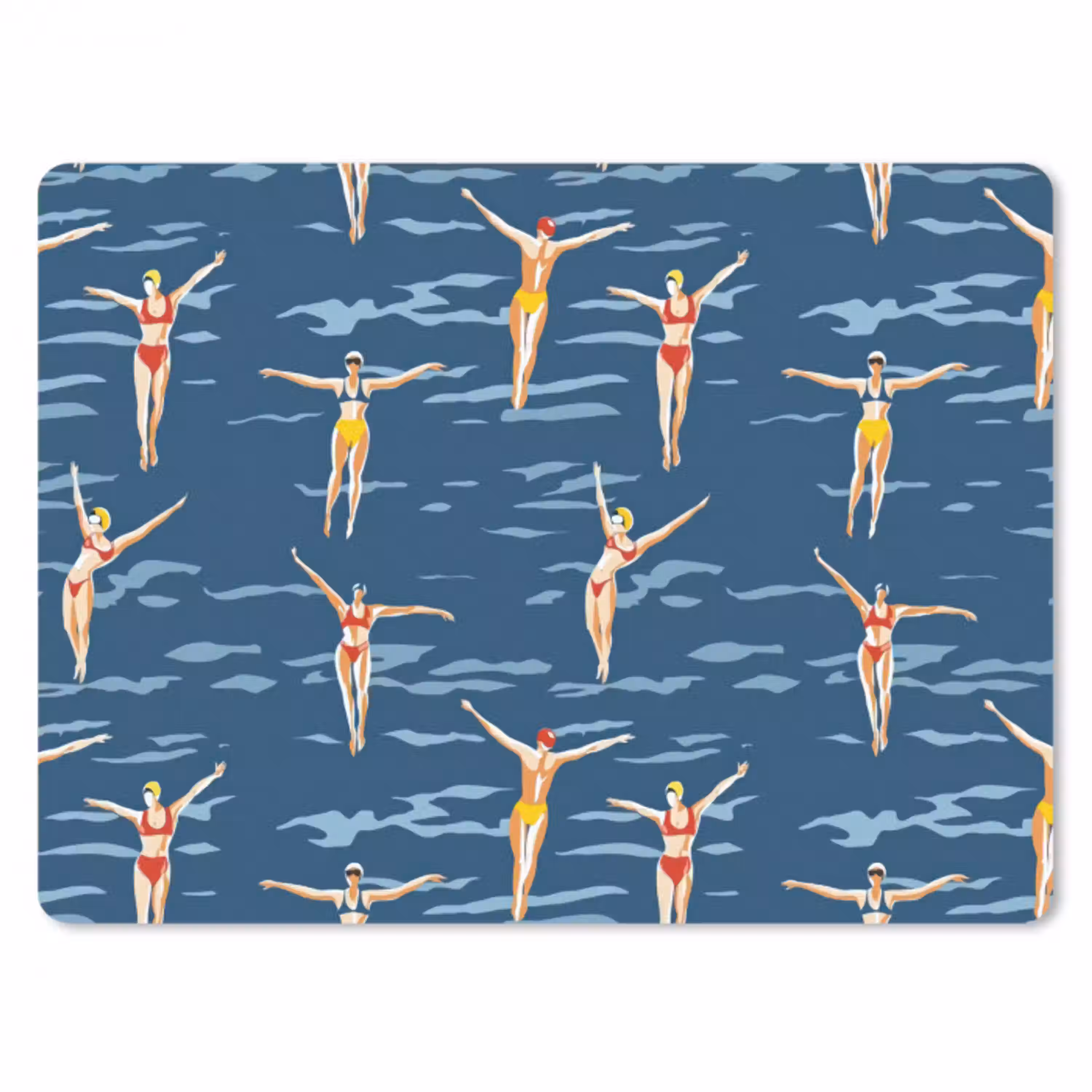 Zwemsters- Retro - Blauw muismat rubber klein 262 -3d