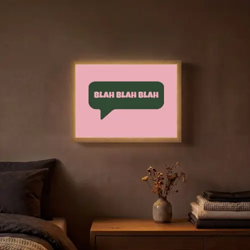 Roze - Tekstwolk - Groen - BLAH BLAH BLAH Light Box met batterij (Wandlamp) middel -sfeer4