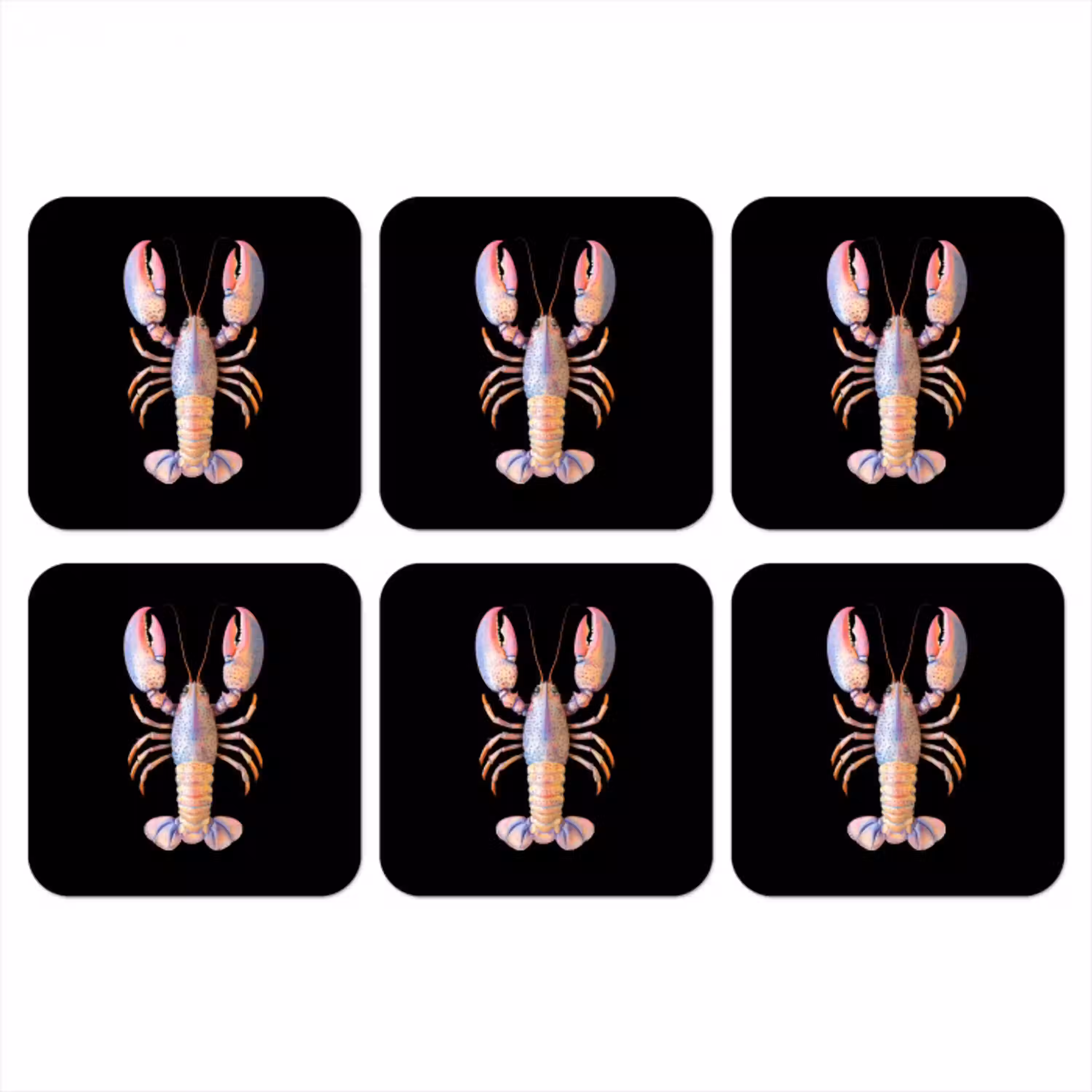 Kreeft - Roze - Zacht - Zwart onderzetter kurk middel -3d