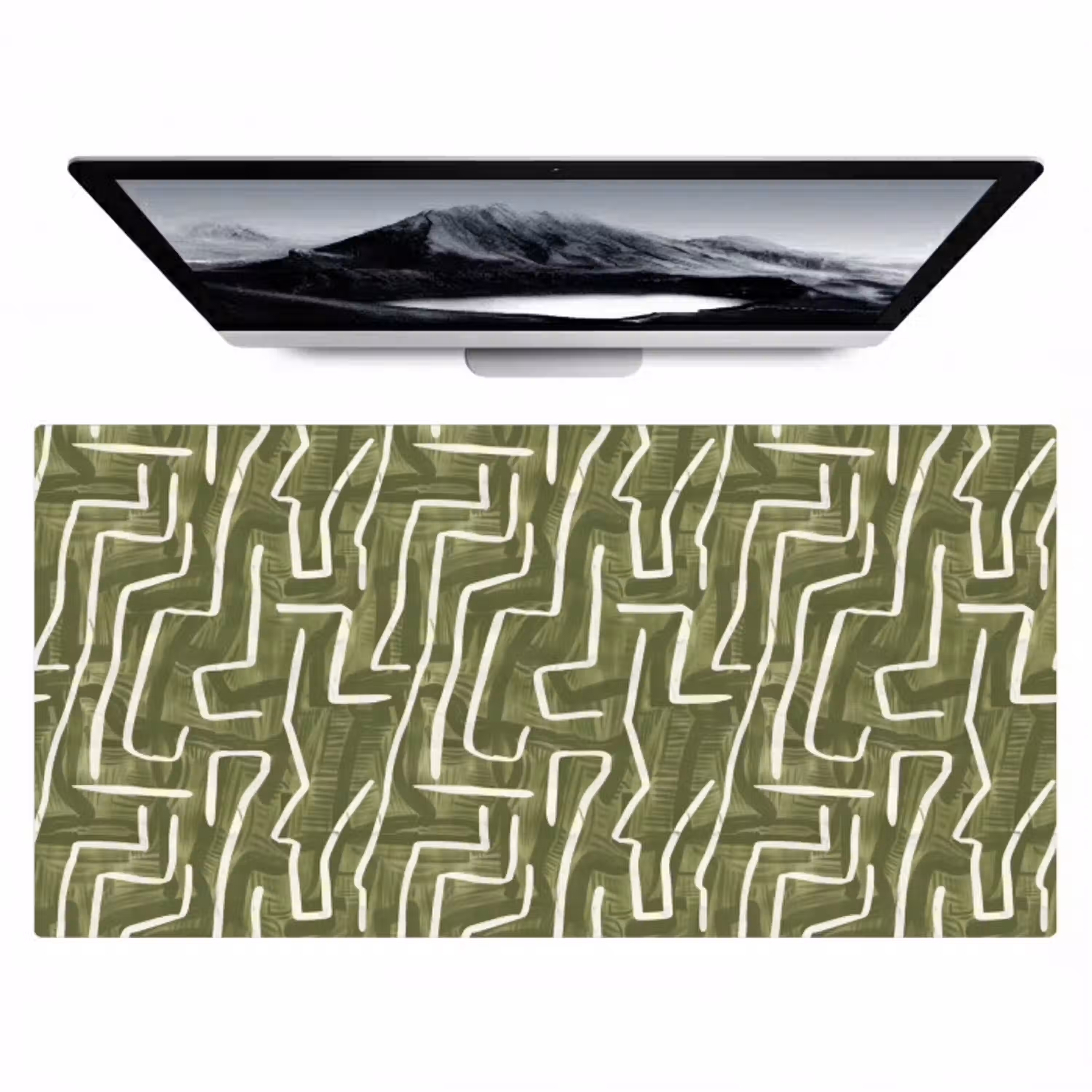 Groen - Abstract - Penseelstreken - Patroon Muismat XXL klein 681 -zzz3d