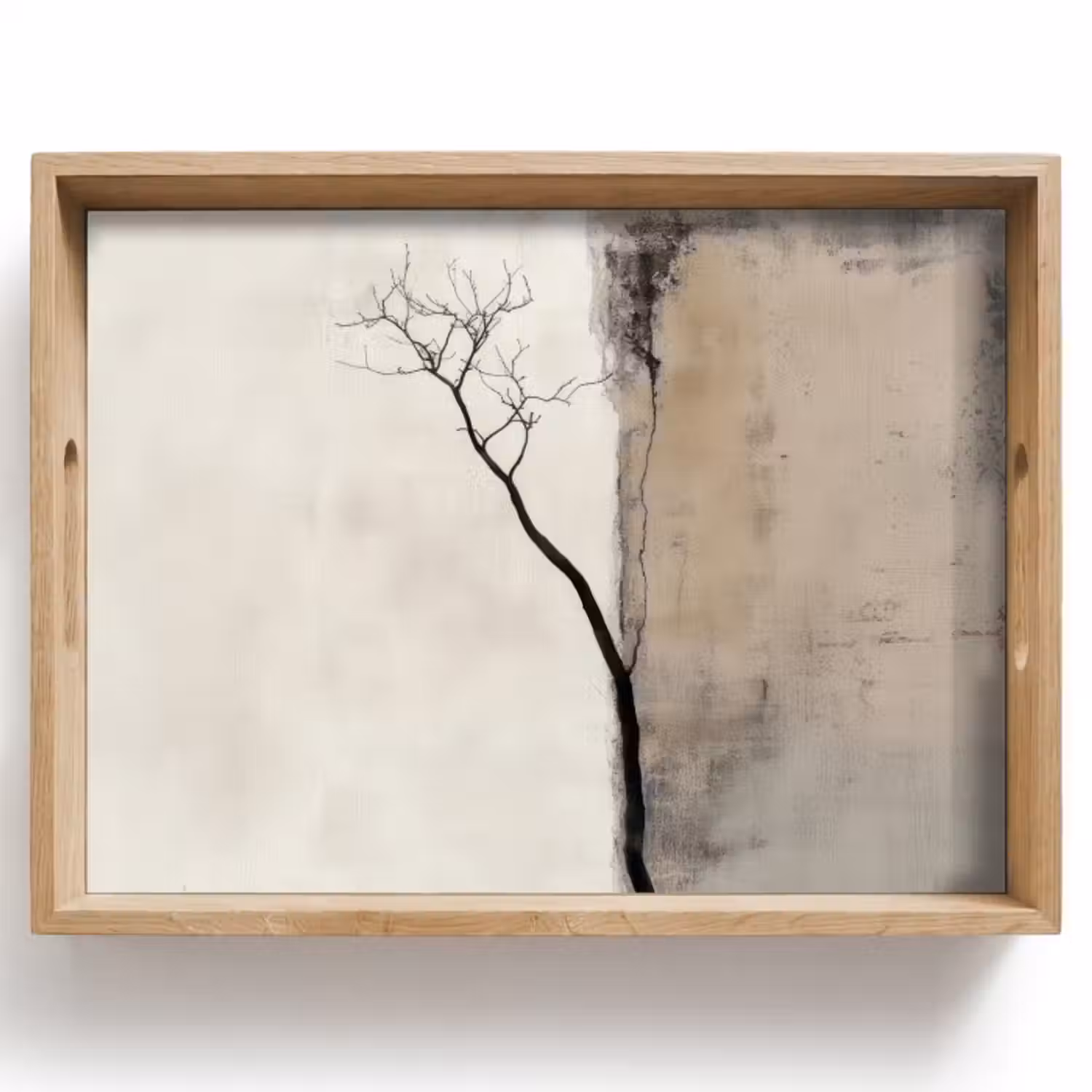 Tablett - Wabi sabi - Pflanze - Beige