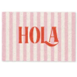 Hola - Quote -  Strepen - Pastel - Roze - Rood - Wit Deurmat klein -zkaufland3d