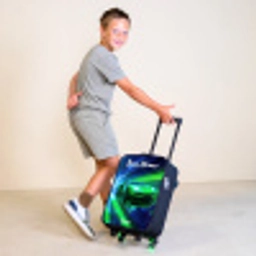 Sportauto - Groen - Snelheidslijnen - Neon Kinderkoffer - Zwart klein -sfeer3