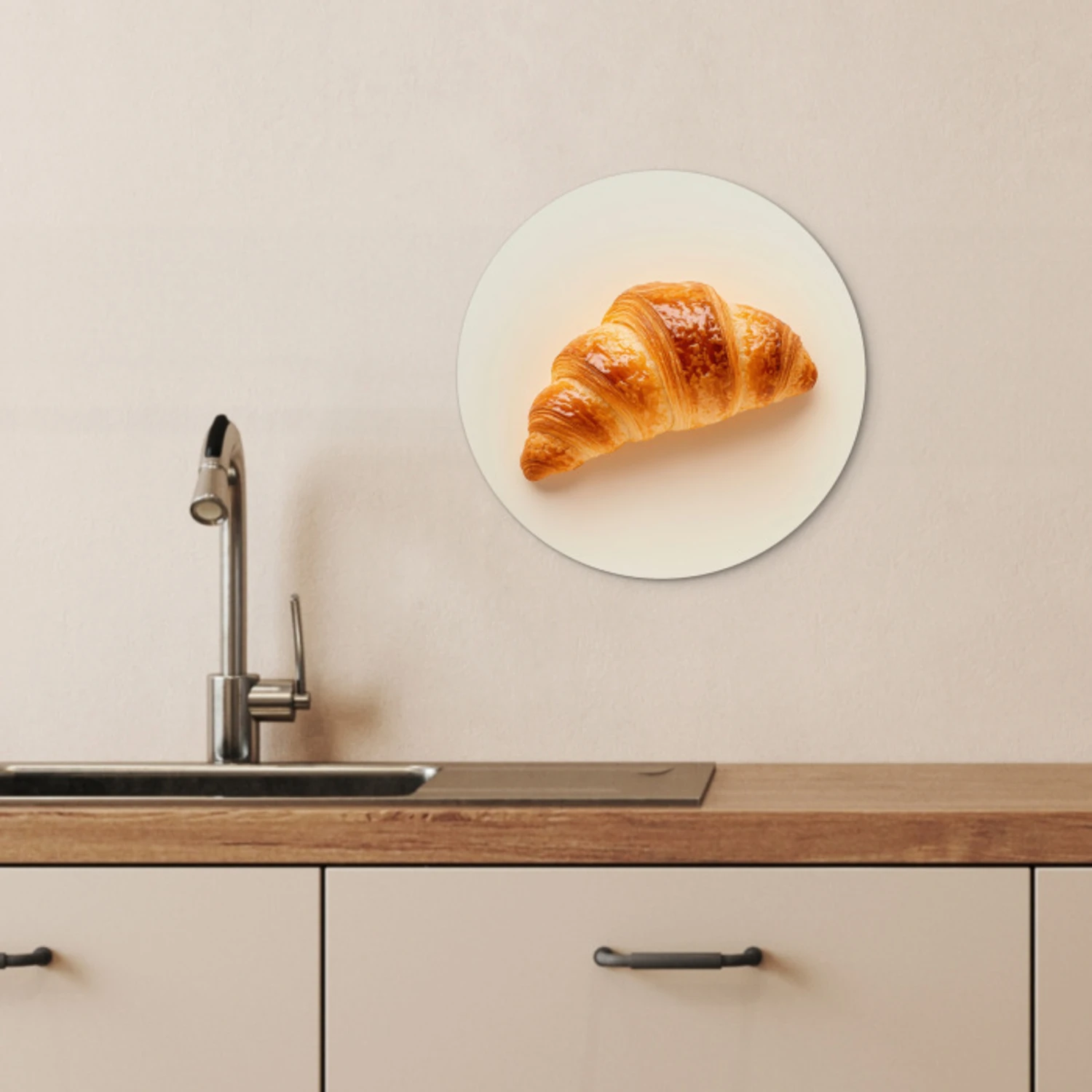 Croissant - Brood - Beige KitchenYeah - Keuken - Wandcirkel Forex klein -sfeer3
