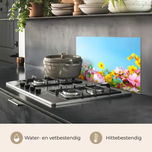Bloemen - Kleurrijk - Blauw - Natuur keuken achterwand spatscherm klein -usp_NL