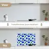 Patroon - Oog - Mint - Blauw keuken achterwand spatscherm klein 900 -voor_na_NL