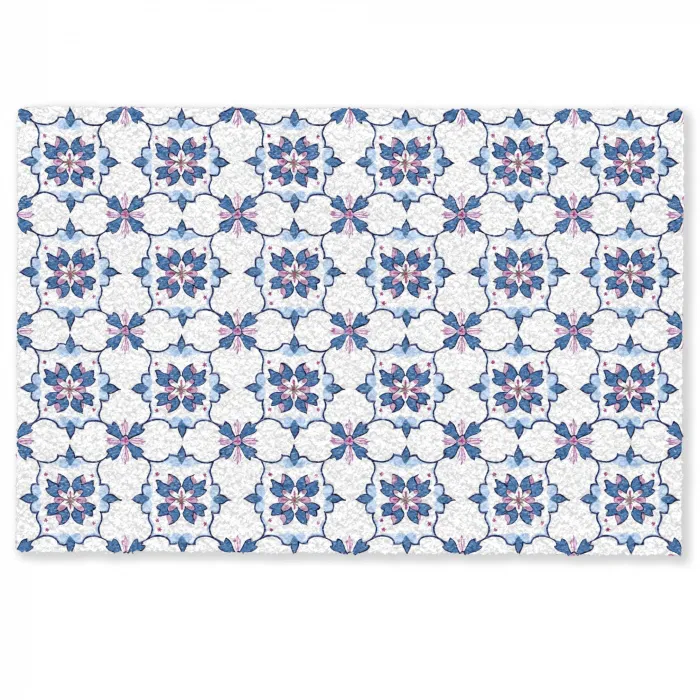 Modern - Patroon - Blauw - Roze Deurmat klein 898 -zkaufland3d