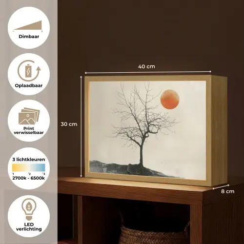 Boom - Zon - Modern - Landschap Light Box met batterij (Wandlamp) middel -USP_websiteoverzichtNL