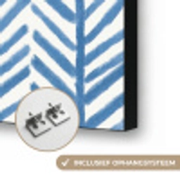 Patroon - Streep - Blauw Textielframe zwart klein 947 -USP_ophangsysteemNL