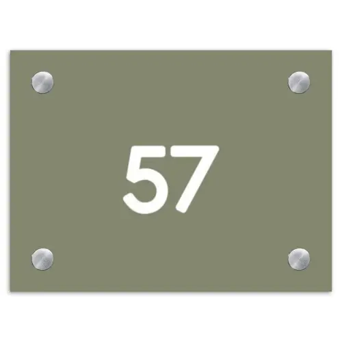 Olijfgroen - Traditioneel Naambord Rechthoek middel -3d