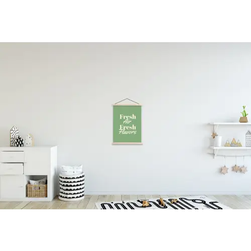 Tekst - Groen - Sierlijk - Letters textielposter latten blank klein -kinderkamer