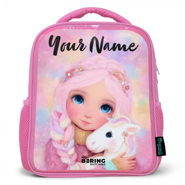 Kids backpack with name - Pink - Girl - Unicorn - Pink
