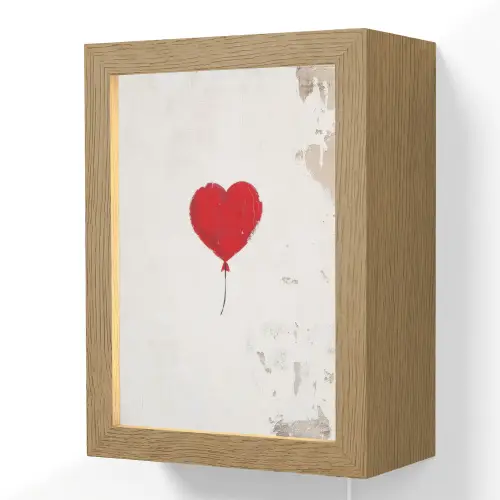 Ballon - Rood - Hart Light Box met kabel (Wandlamp) klein -3d