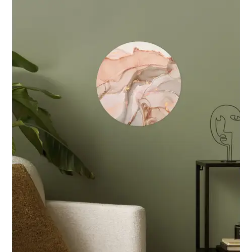 Marmer - Roze - Rosé Wandcirkel behangsticker klein -sfeer2