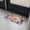 Kleurrijk - Roze - Oranje - Geel - Bloemen Deurmat klein -sfeer2