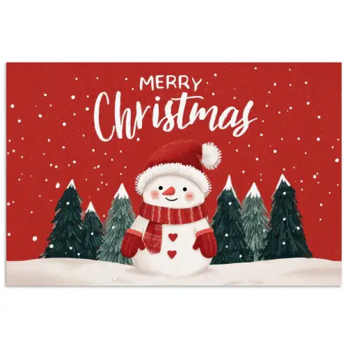 Kerstgroet - Sneeuw - Rood poster papier klein -3d
