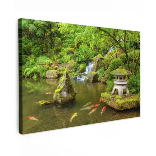 Rustige Japanse vijver Tuinposter op houten frame 2 cm dik klein -3d