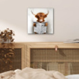 Schotse Hooglander - Dier - Krant - Toilet aluminium wit klein -sfeer3