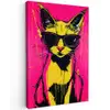Kat - Art - Zonnebril - Roze Tuinposter op houten frame 2 cm dik klein -3d