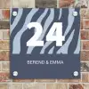 Blauw zebra - Klassiek Naambord Vierkant klein -sfeer2