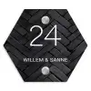 Zwarte tegels - Klassiek Naambord Hexagon klein -3d