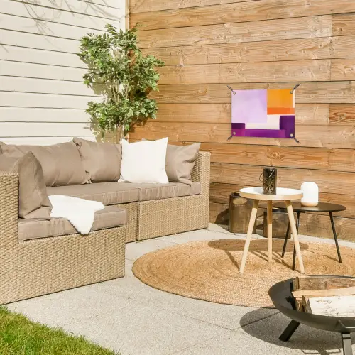 Vlakken - Abstract - Rechthoekig - Oranje tuinposter los doek klein -sfeer4