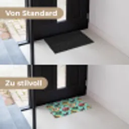 Teckels - Zwembad - Kleurrijk Deurmat klein 898 -voor-na_DE