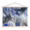 Marmer - Goud - Abstract - Blauw textielposter latten blank klein -3d