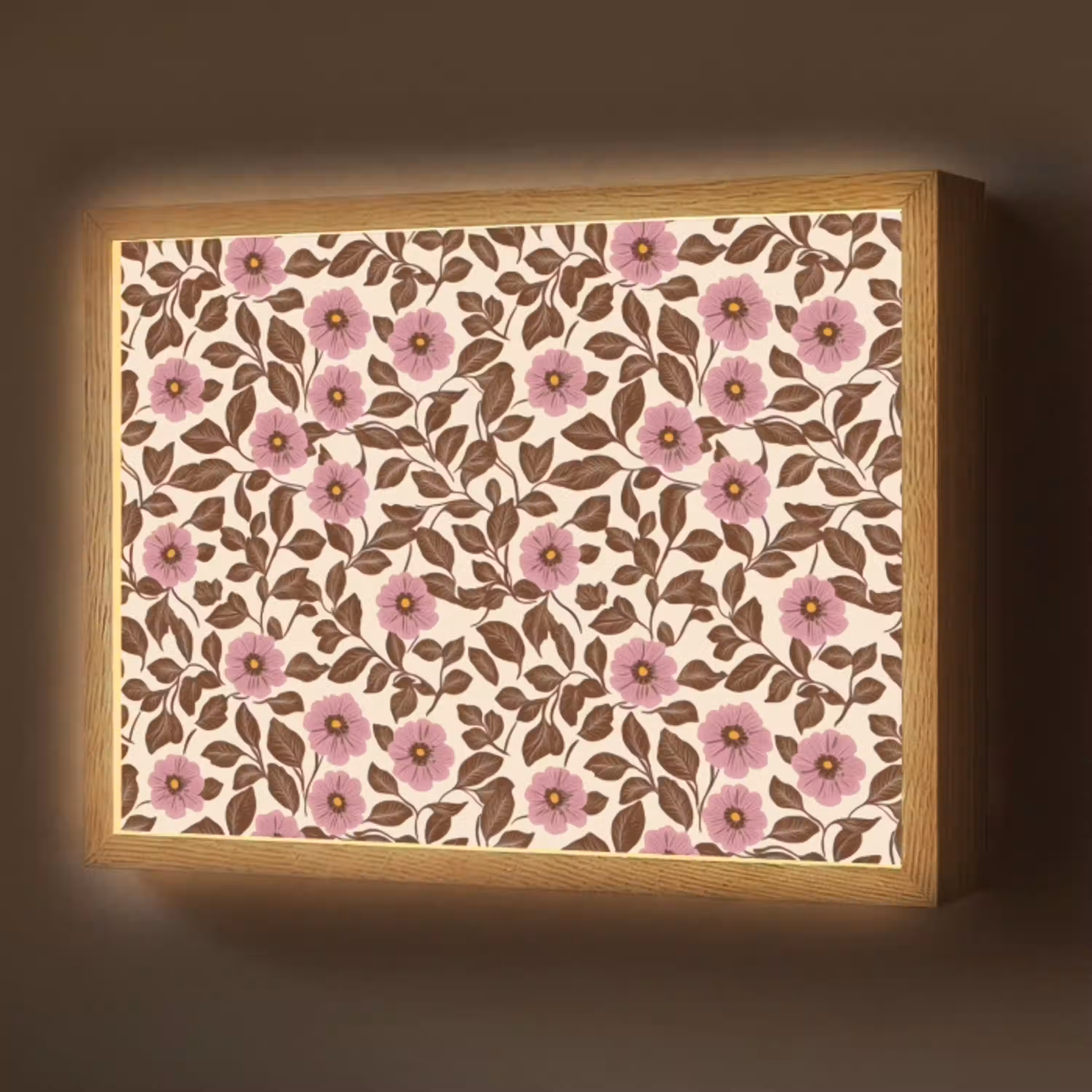 Bloemen - Bladeren - Kleurrijk Light Box met batterij (Wandlamp) middel 907 -z3d_website