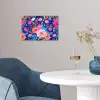 Bloemen - Blauw - Roze poster papier klein -sfeer3