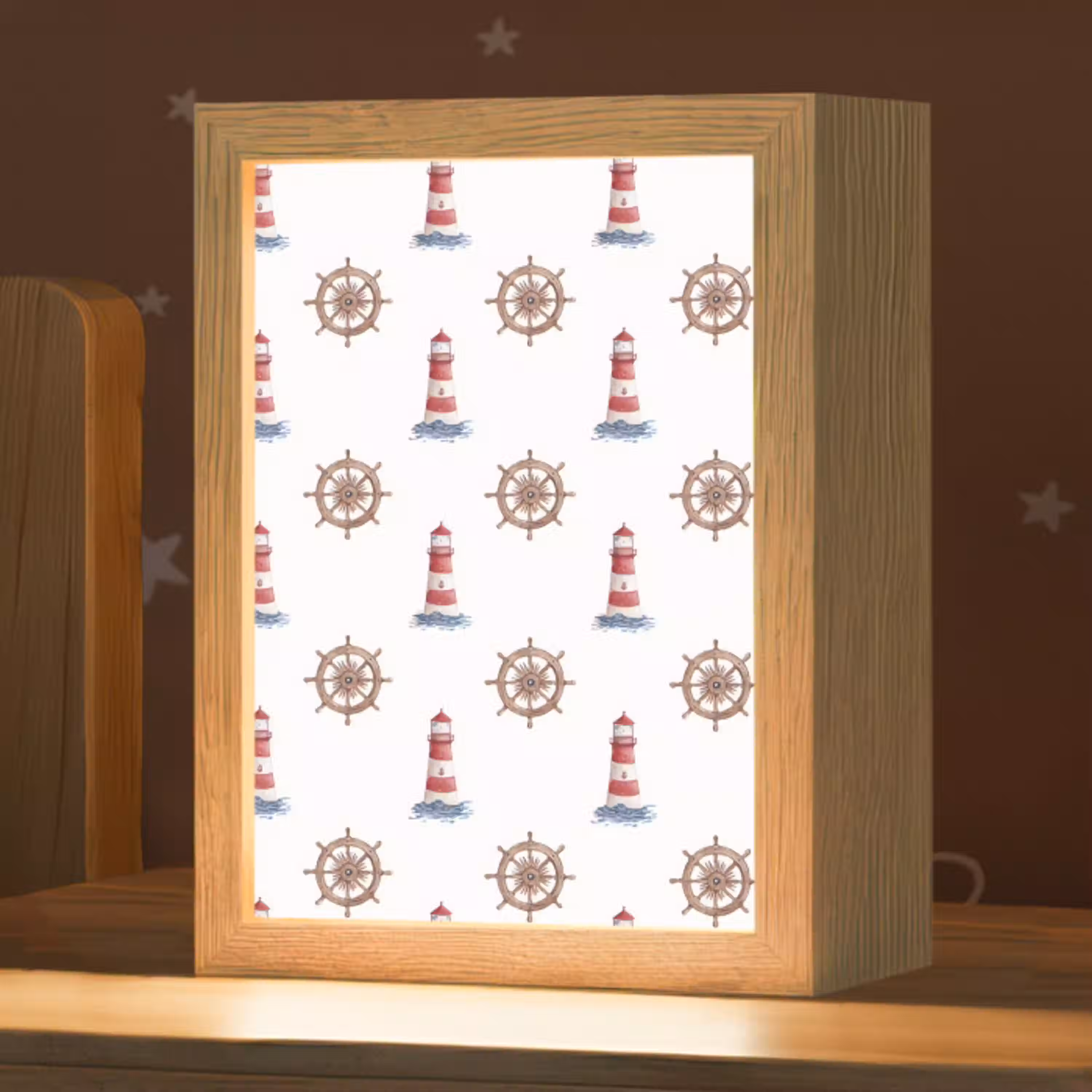 Nautisch - Klassiek - Rood Light Box met kabel (Kinderlampje) klein 904 -zzz_3d_website