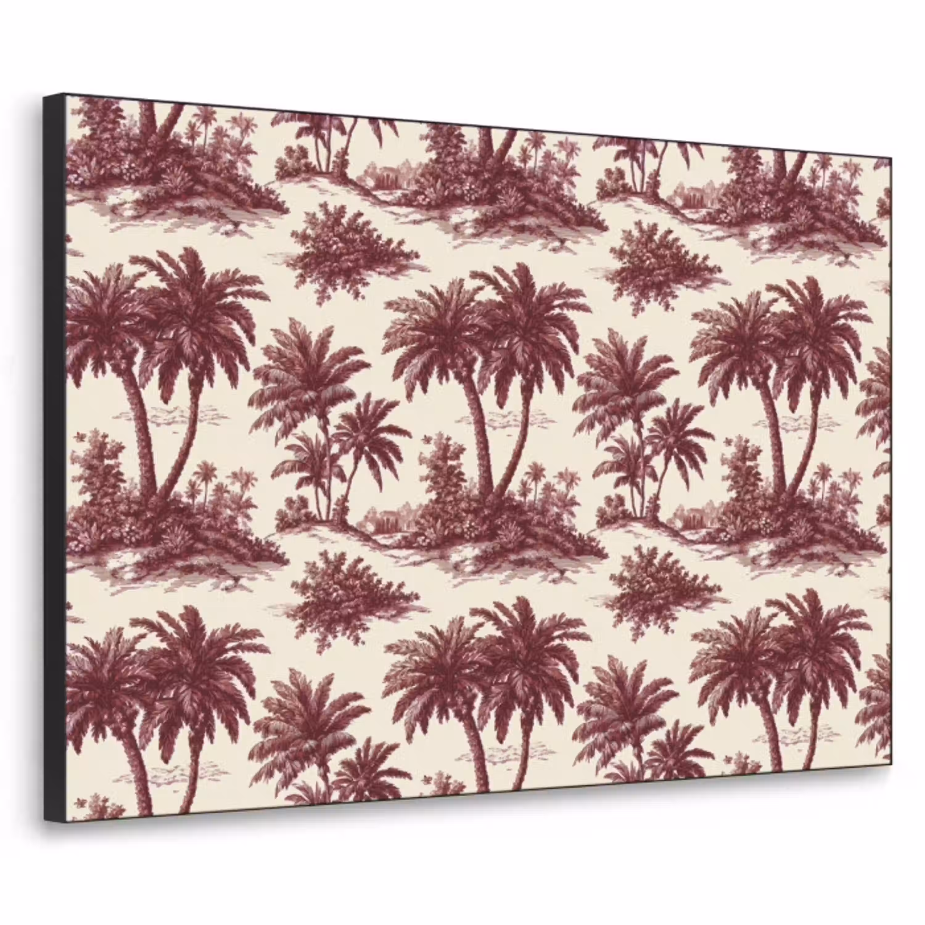 Tropisch - Geometrisch - Bordeauxrood Textielframe zwart klein 947 -3d