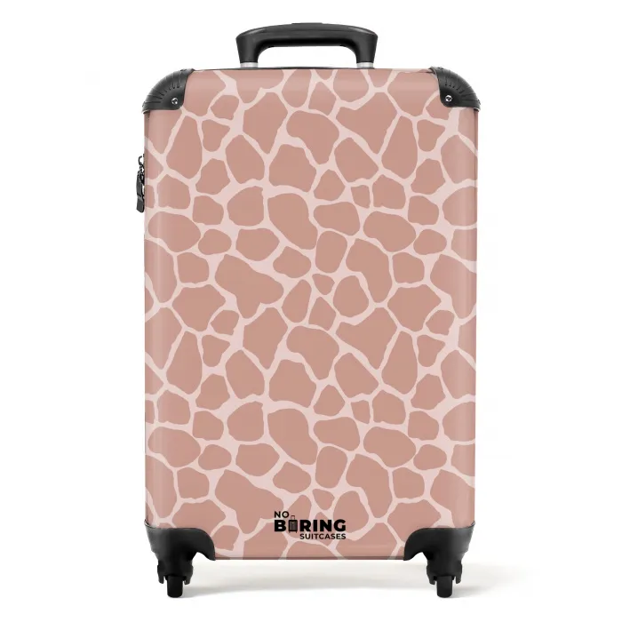 Girraffenpatroon op lichtroze NBS - Handbagage koffer - Volwassenen Unisex middel -productfoto_recht