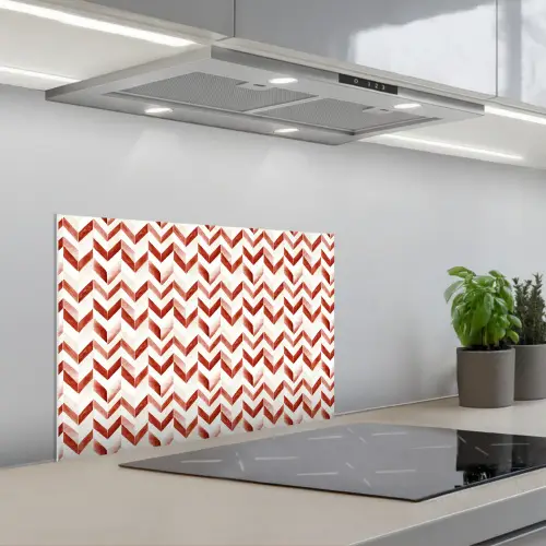 Strepen - Rood - Wit - Patroon keuken achterwand spatscherm klein 900 -3d_schuin