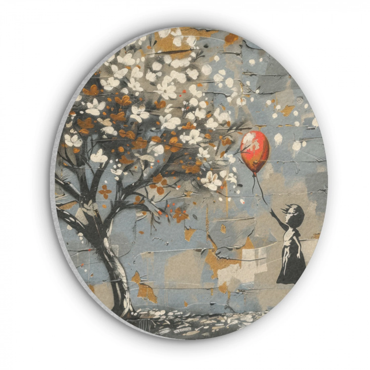 Boom - Graffiti - Banksy Style - Balloon Girl Akoestische PET Vilt - Rond klein -3d