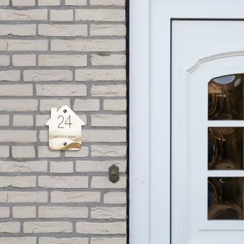 Beige landschap - Klassiek Naambord Huisje klein -sfeer1