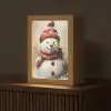 Sneeuwpop - Winter - Sneeuw - Beige Light Box met kabel (Tafellamp) klein -z3d_website