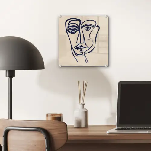 Minimalistisch - Lijnillustratie - Beige - Donkerblauw plexiglas 5mm klein -sfeer6