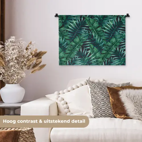 Bladeren - Jungle - Tropical Wandkleed katoen klein -sfeer1