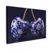 Porselein- Kersen - Delfts - Blauw canvas 2cm klein -z3d