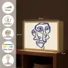 Lijntekening - Overlappende gezichten - Donkerblauw Light Box met batterij (Wandlamp) middel -USP_websiteoverzichtNL