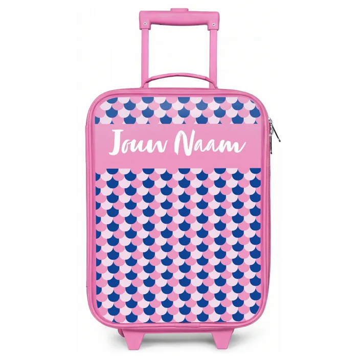 Schubben - Patroon - Blauw - Roze Kinderkoffer - Roze klein -zz3dotto
