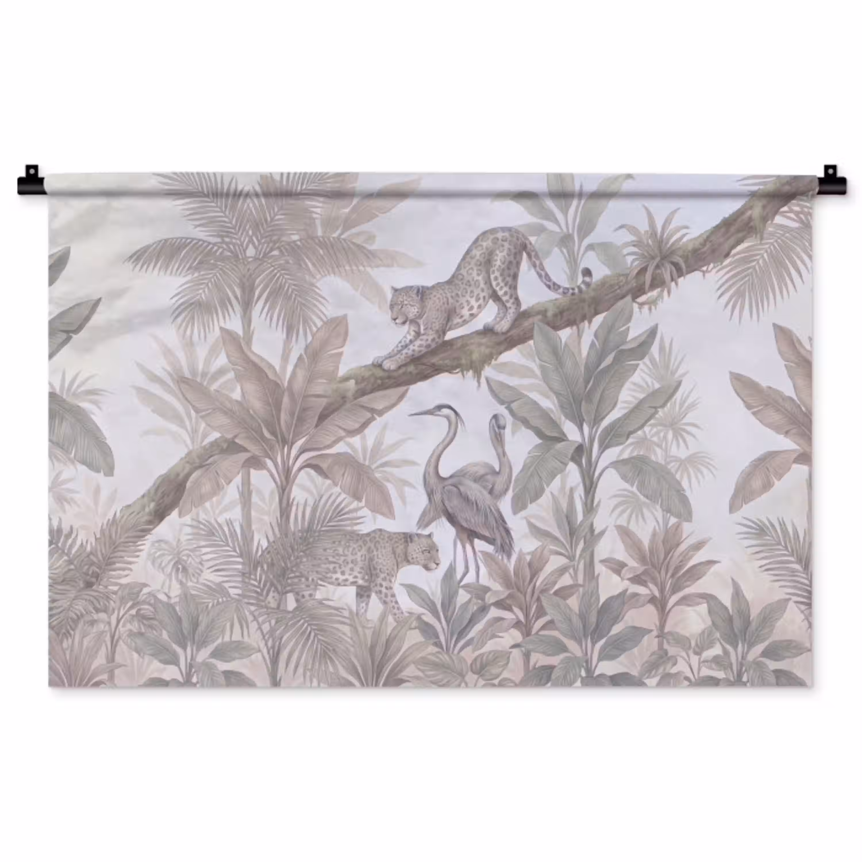 Kat - Vogel - Jungle - Illustratie - Dieren Wandkleed katoen middel -zz3d