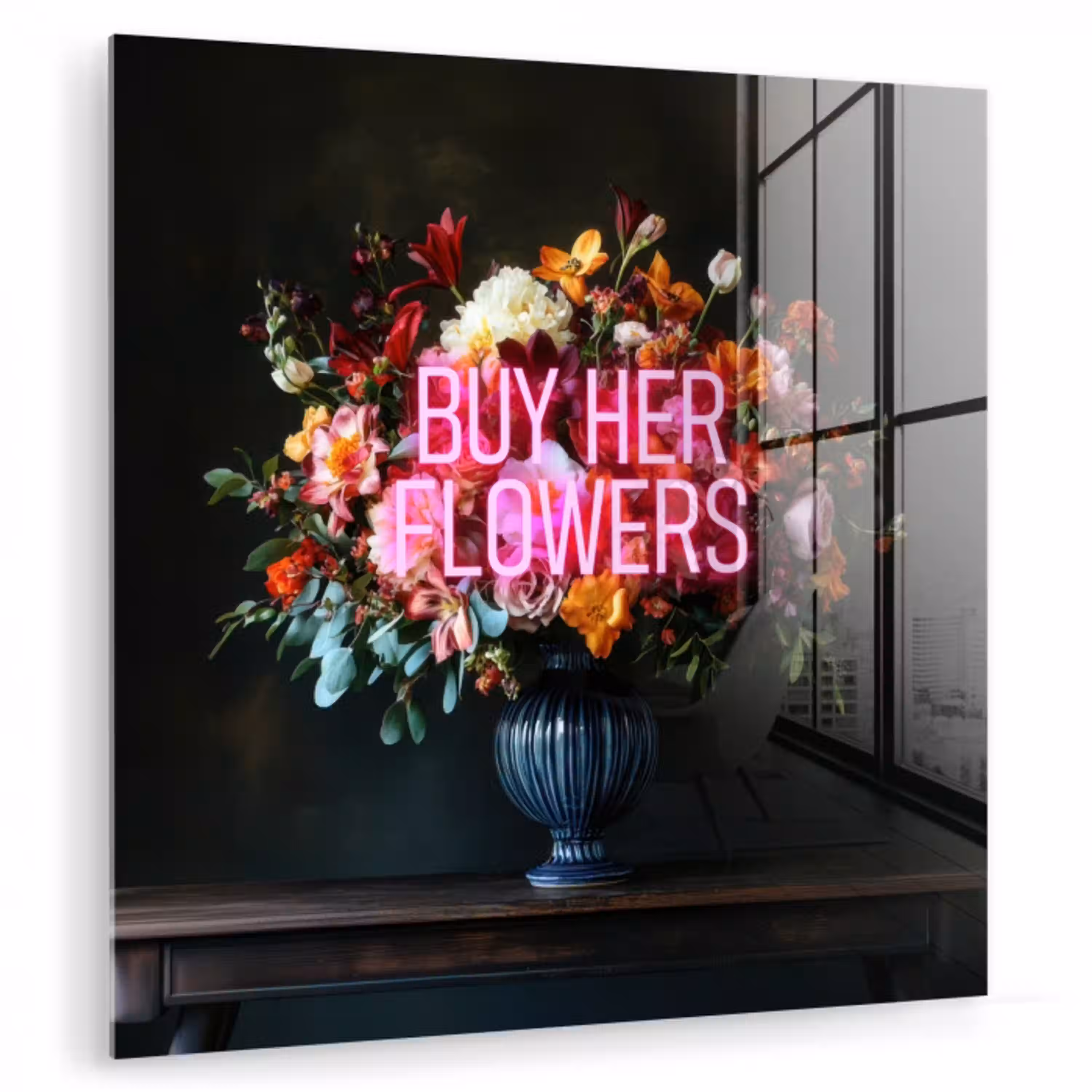 Quote - Bloemen - Vaas - Neon plexiglas 5mm klein -zzzproduct_nieuw