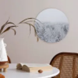 Bos - Sneeuw - Winter - Natuur - Wit Akoestische PET Vilt - Rond klein -sfeer3