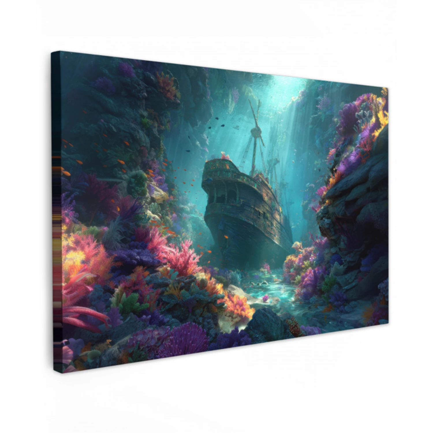 Schip - Hout - Koraalriffen - Zonlicht canvas 2cm klein -z3d