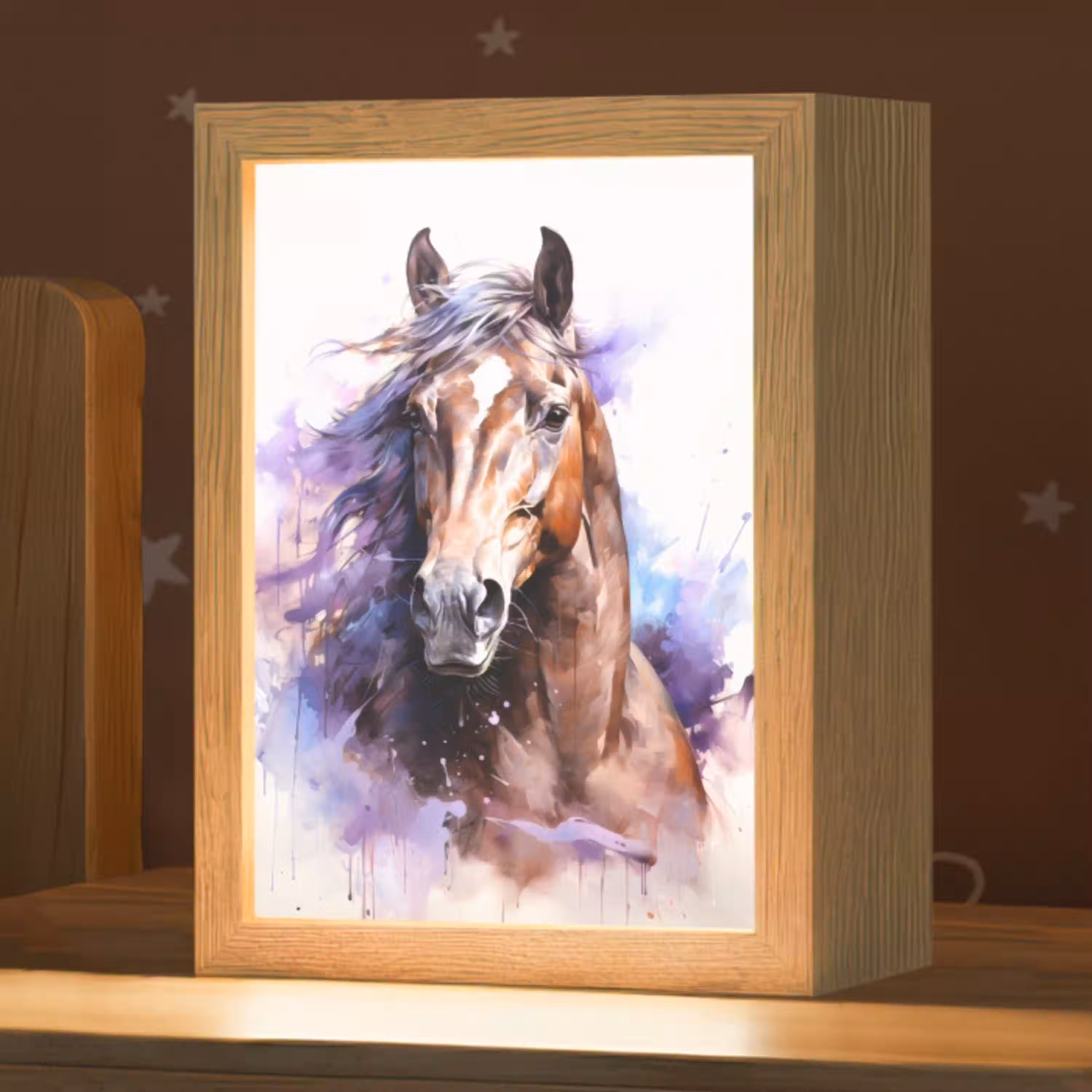 Paard - Dieren - Meisjes - Paars - Bruin Light Box met kabel klein -zzz_3d_website