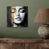 Gezicht - Vrouw - Penseelstreken - Abstract aluminium wit klein -sfeer2